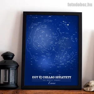 Csillagtérkép - starmap - álló téglalap forma - kék háttérrel